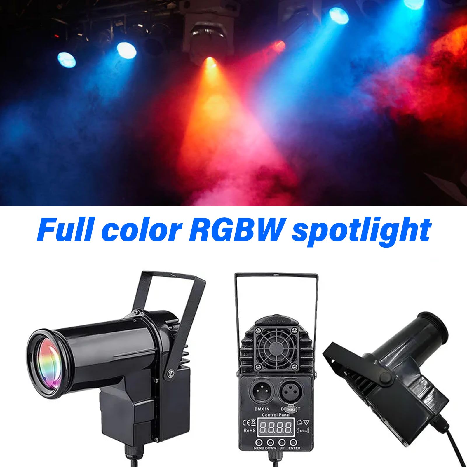 Pinspot LED luce 3 in 1 LED Pinspot spot spot spot 15 W RGBW sfera da discoteca con telecomando, mini spot luce da palcoscenico per feste, discoteche, club, bar, matrimonio