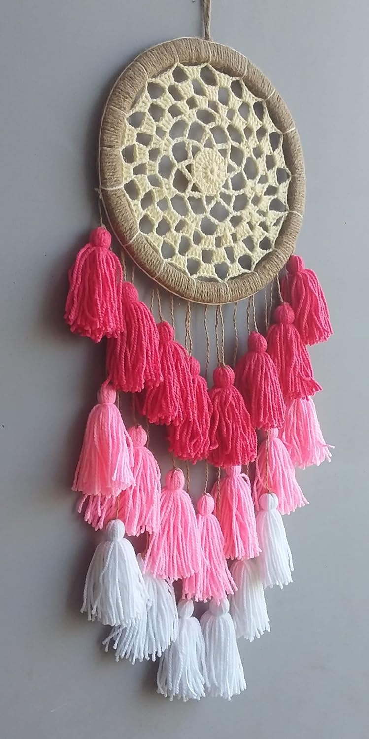 Samyuktha Crotches Pink Dream Catcher Wall Hanging for Home Decoration Craft Material