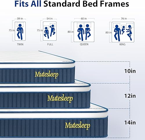 Miniatura 2 de Colchón King de 12 pulgadas, colchones de espuma viscoelástica, colchón King en una caja con resortes embolsados y espuma suave, soporte firme
