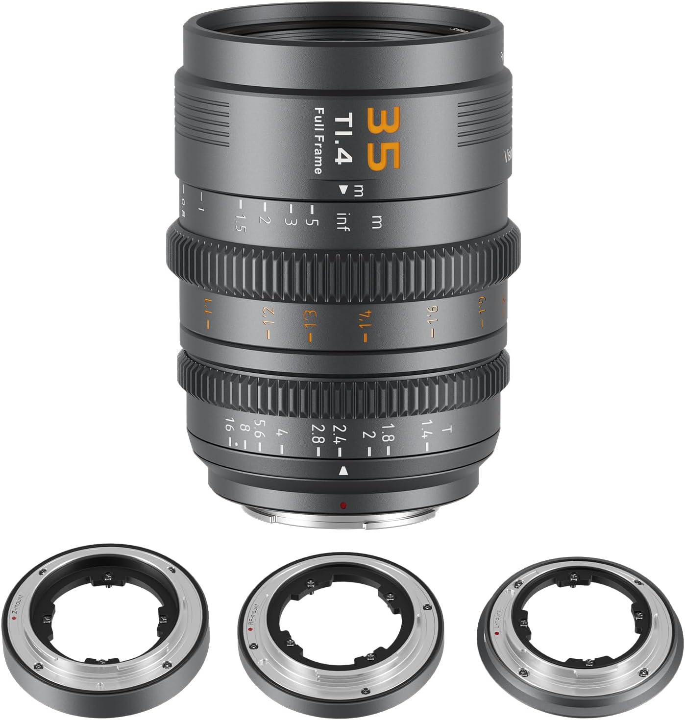 SIRUI VP-1 Vision Prime 1 T1.4 Full Frame Cine Lens, 35mm Manual Focus Cinema Lens, E-Mount (Pre-Installed), Interchangeable RF/Z/L Mount (Metal Gray)