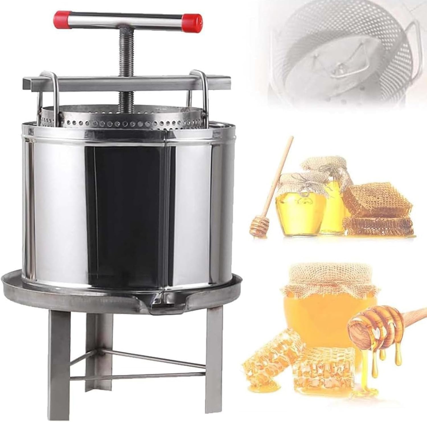 Fruit Wine Juicer 10L Manual Juicer Apple Cider Grape Tincture Plant Honey Olive Oil Press With T-Handle Stable Base Kitchen Home
