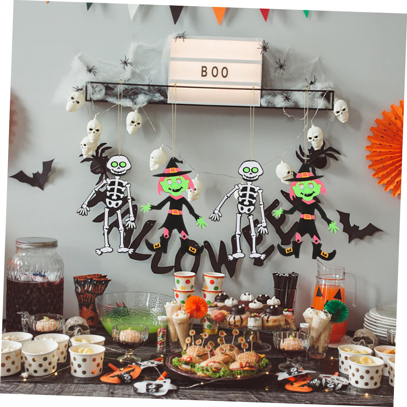 Didiseaon 20pezzi Decorazioni Di Halloween Feltro Pendenti Strega e Scheletro Accessori Per Feste e Addobbi Spaventosi Per Alberi e Finestre