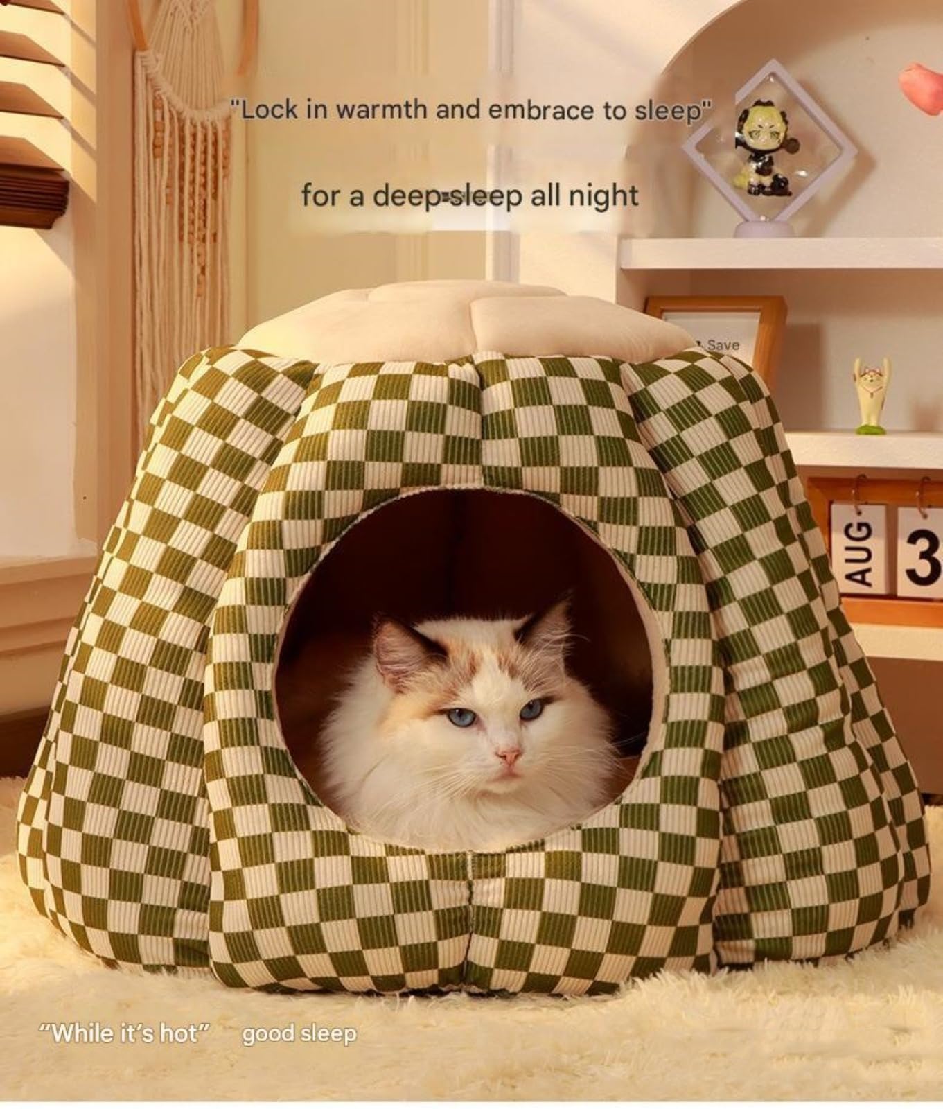 Générique Lit pour Chat, Tente Igloo pour Chat, Lit Confortable pour Animaux De Compagnie pour Petits Chiens Et Chats Lit Doux en Peluche pour Chat Lit Niche pour Chat 46 * 46 * 32 CM