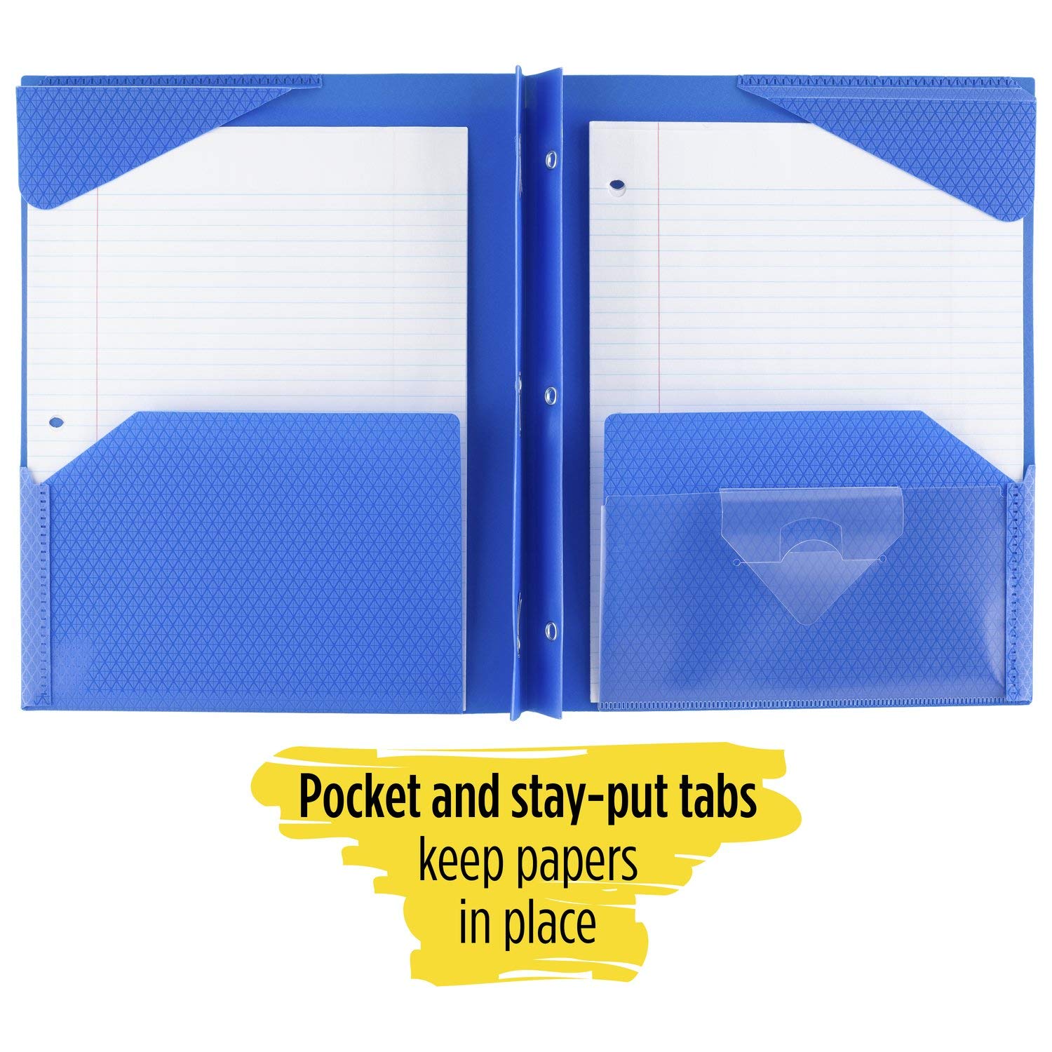Five Star 2Pocket Folder, StayPut Folder, Plastic Colored Folders with Pockets & Prong