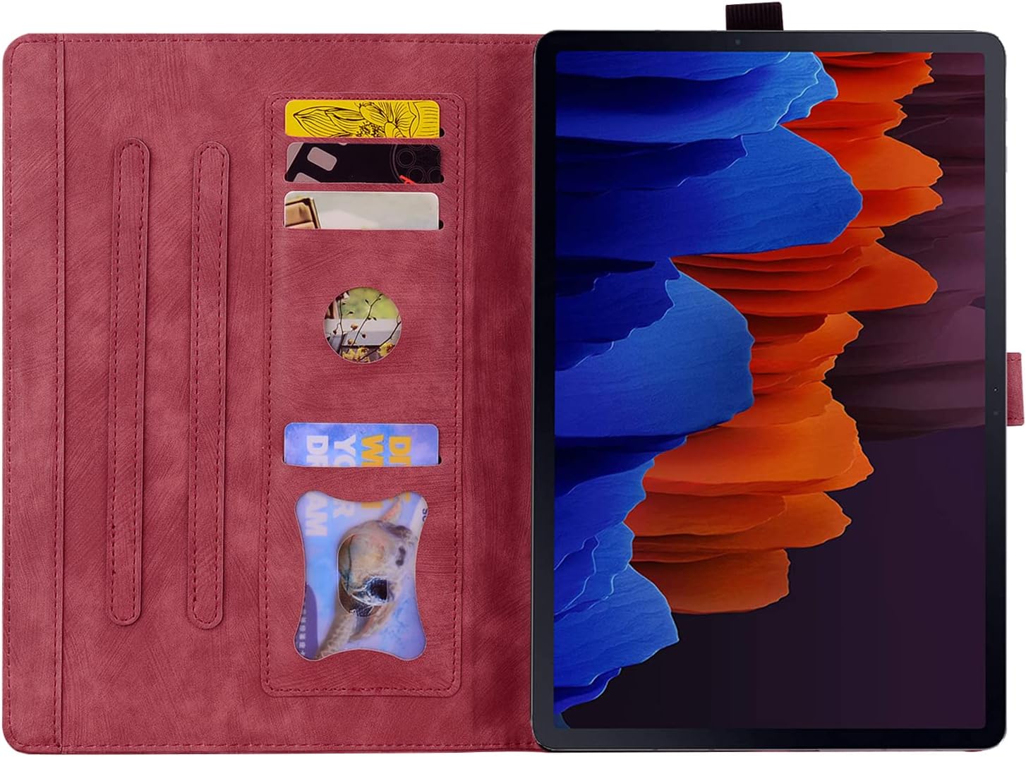 Case for Samsung Galaxy Tab S11 Ultra 14.6 inch 2025,Multi-Angle Viewing PU Leather Folio Stand Cover with Pencil Holder,Shockproof Protective Case for Samsung Galaxy Tab S11 Ultra,Red image 3
