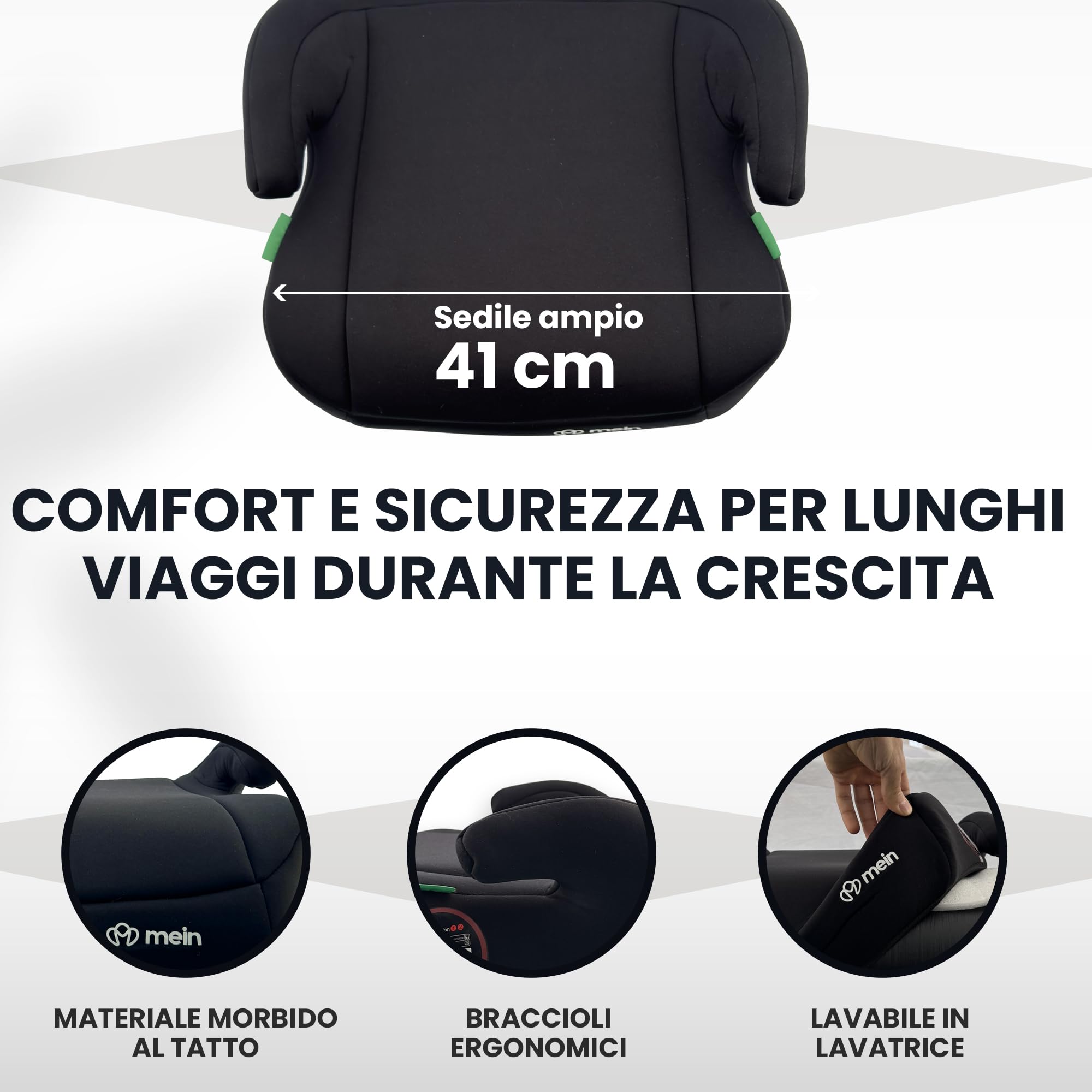 Mein Alzatina Auto Bimbi Isofix Rialzo Auto per Bambini 22-36kg Sistema Isofix Universale Seggiolino Auto gruppo 2-3 Adatto da 5-12 Anni per Bambini 125-150 cm (NERO)