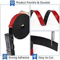 Vista 5 de WochiTV Tiras de Goma Sólida Adhesivas, 1/2" de Ancho x 1/16" de Grosor x 180" de Largo, Rollos de Goma de Neopreno Negro Autoadhesivos, Perfectos