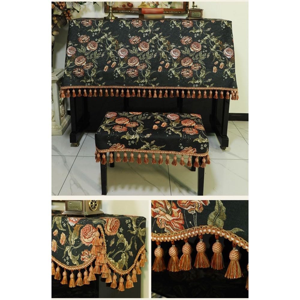 Pokrowiec na pianino, odporny na kurz, zdobiony, pogrubiony(Double Bench Cover)