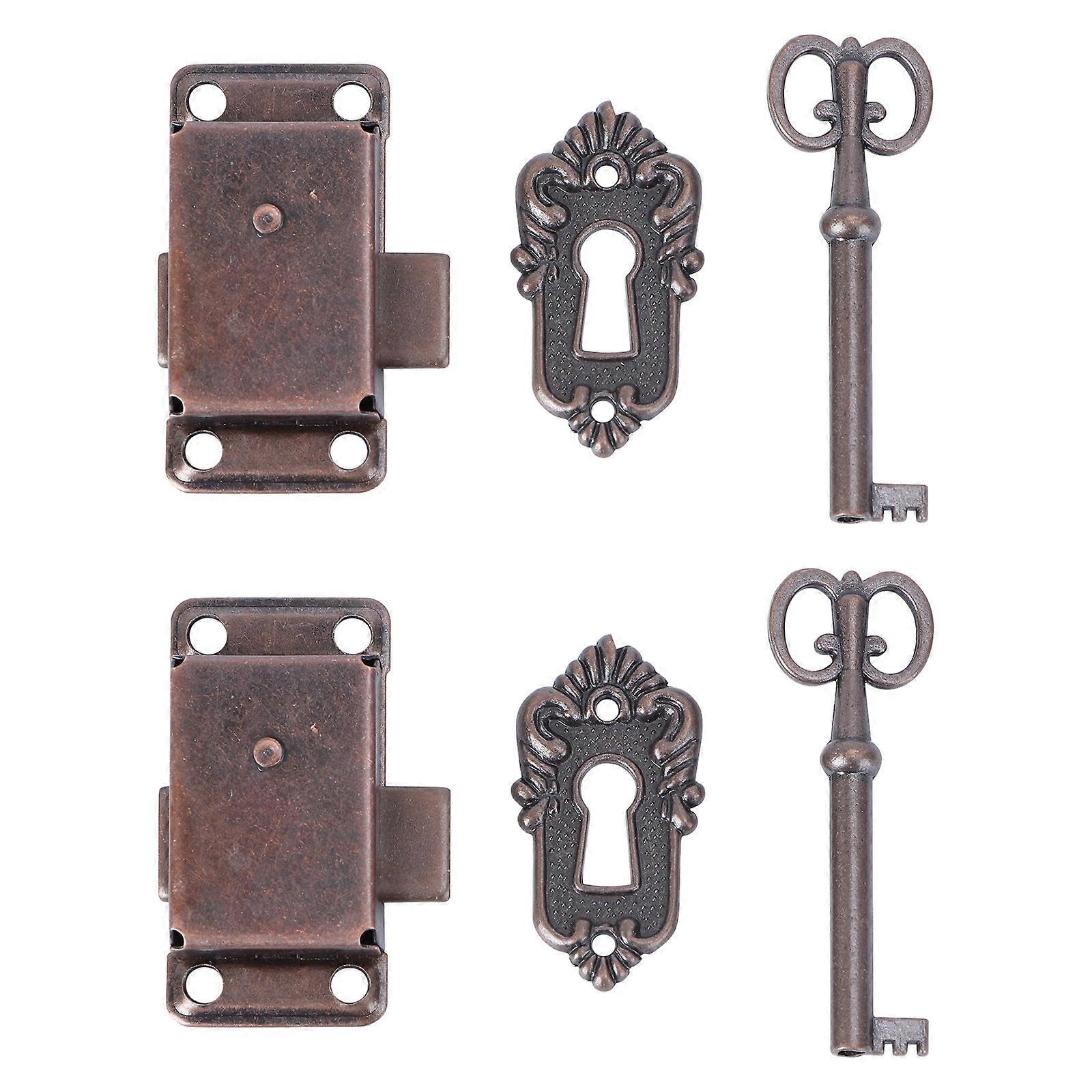 Joyhappst Image Color 2 Pcs Rustic Decor Toolbox Buckle Lock Archaize Padlocks Furniture Locks Key Locking Hasp