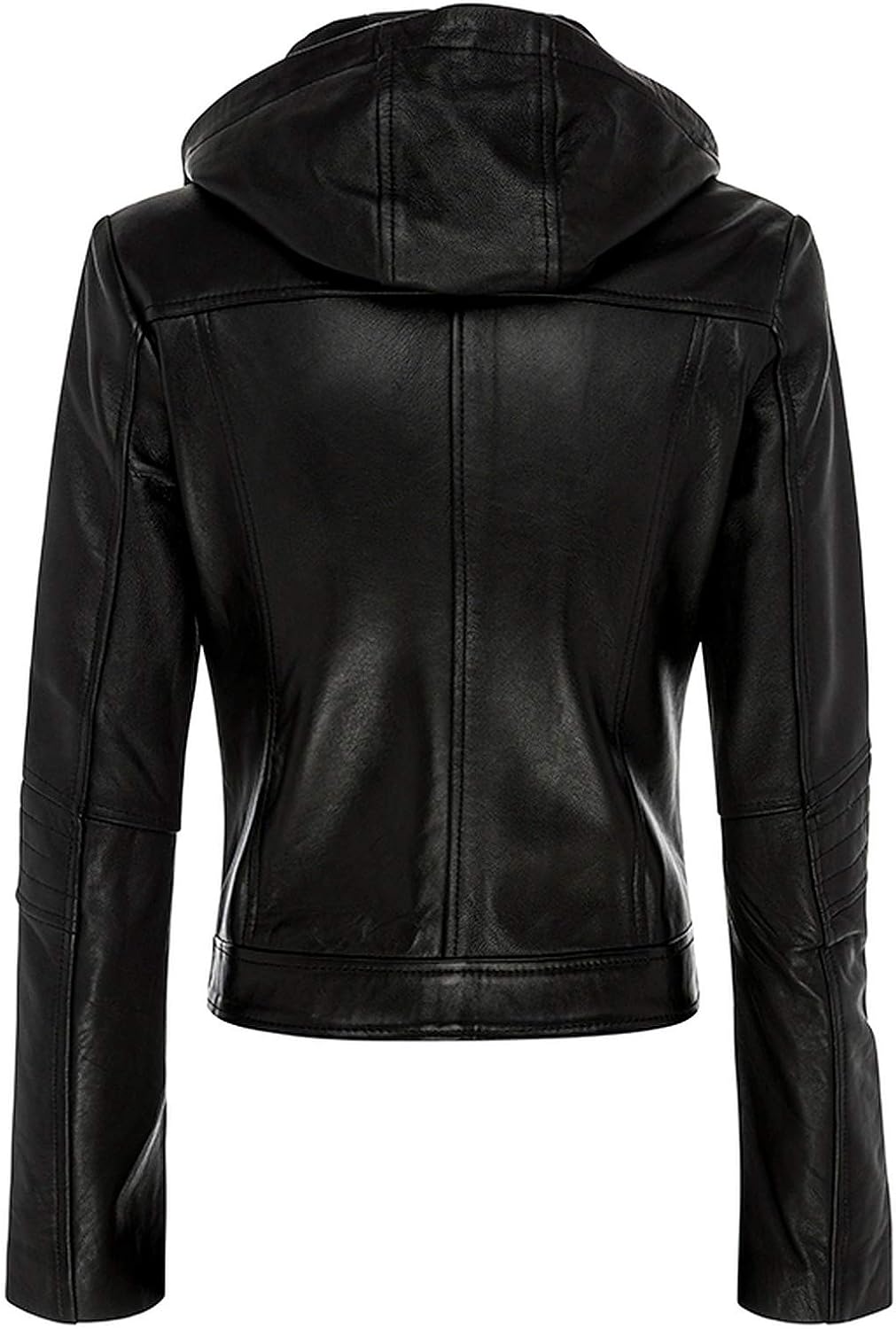Women's Genuine Moto Rider Leather Hooded Jacket