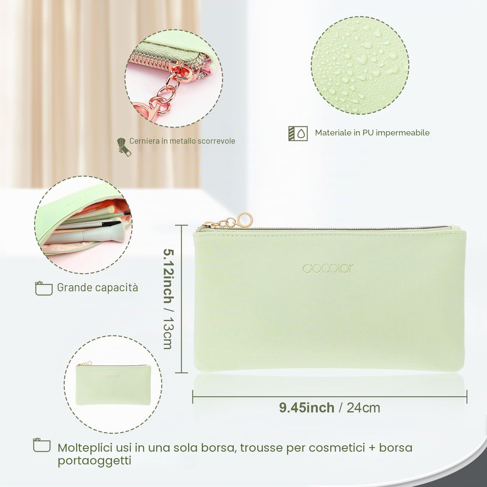 Set Pennelli Make Up 17 Pezzi Synthetic con Spugnetta e Trousse in Pelle PU per Fondotinta, Correttore, Blush, Ombretto