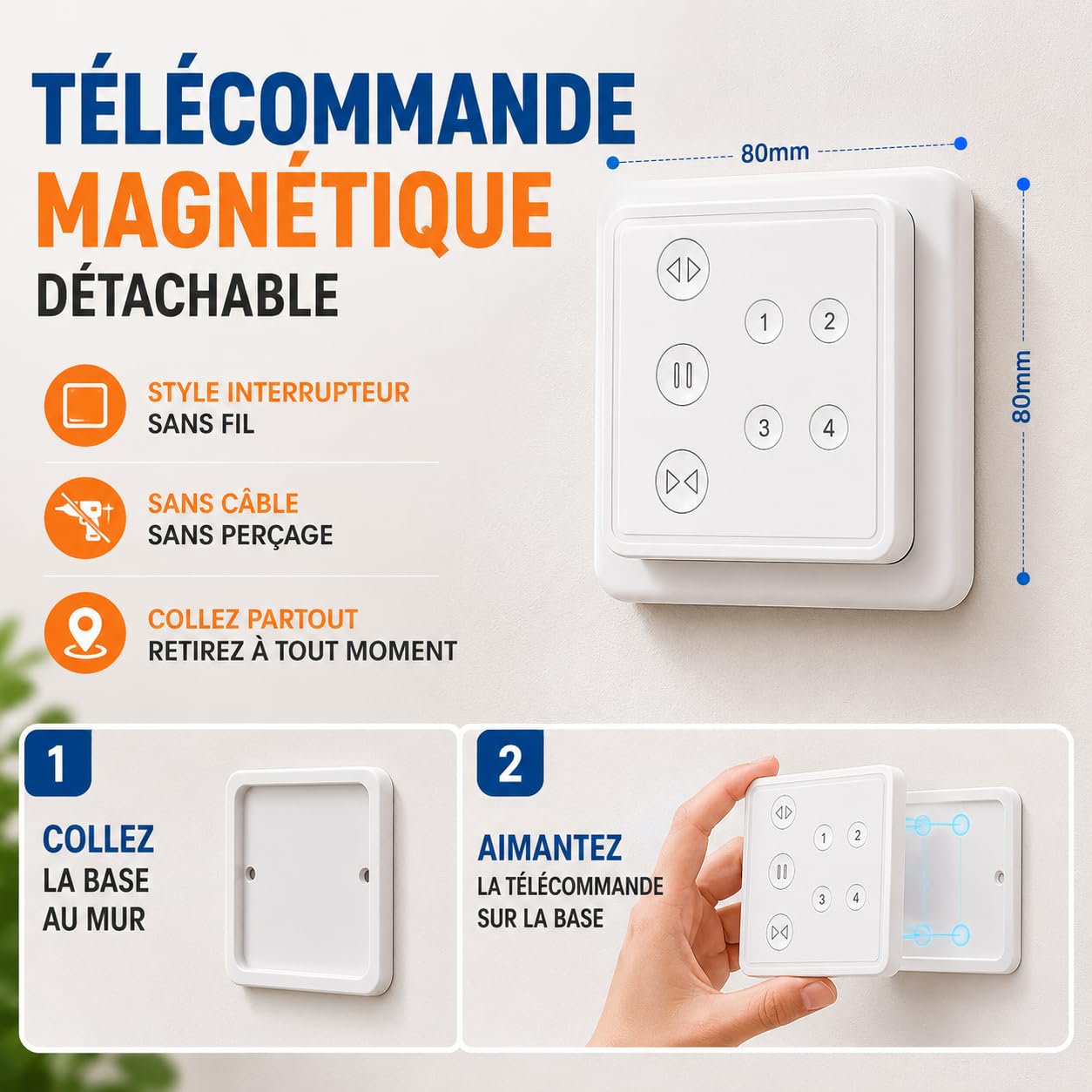 LoraTap Interrupteur Volet Roulant Double Commande: App WiFi + Télécommande Sans Fil – Voix Alexa Google Assistant – Programmation – Interrupteur Manuel Conservé – Moteur AC 4 Fils 300W