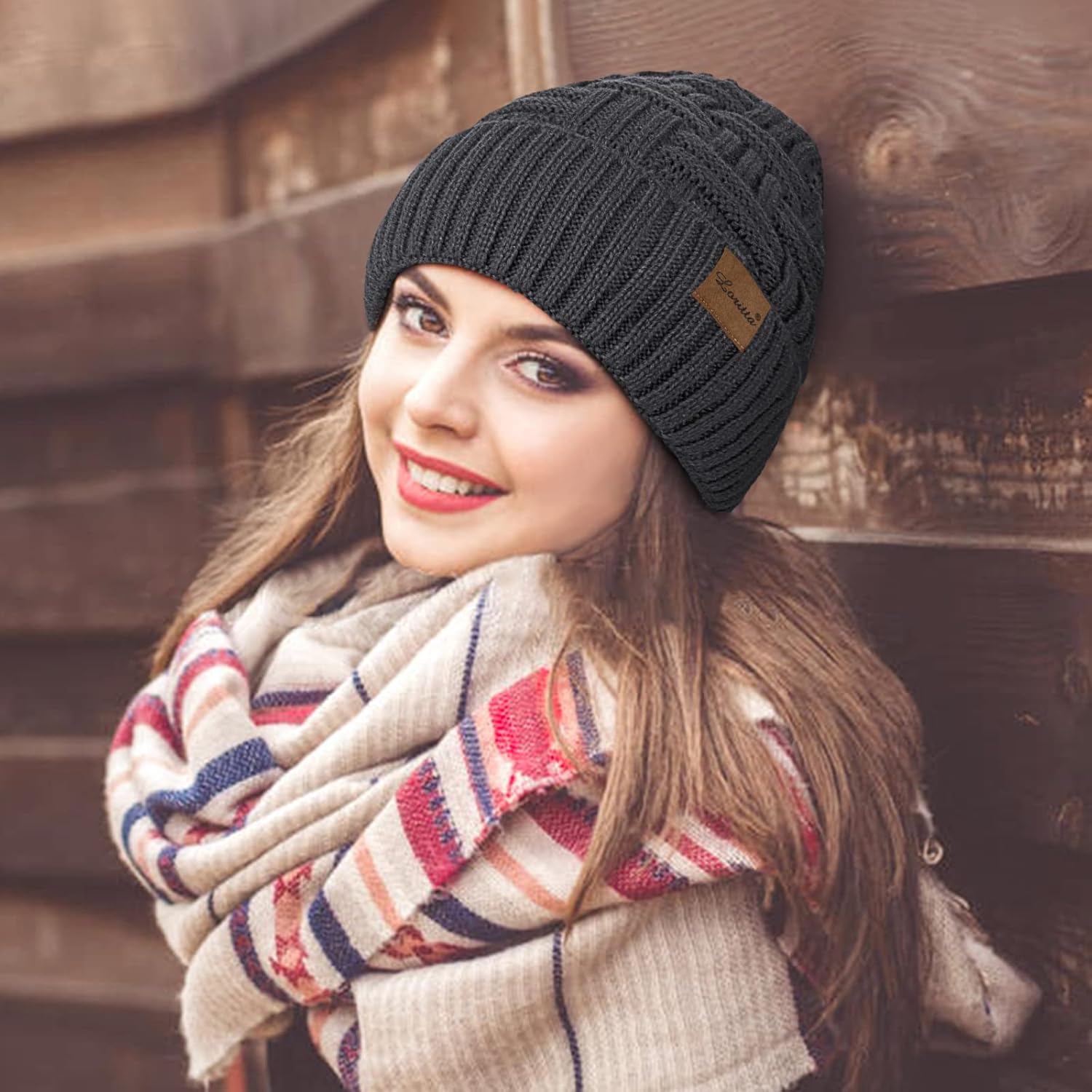 Loritta 3-Pieces Winter Hat Neck Warmer Touchscreen Gloves Set Knit Thick Scarf Beanie Hats Scarves Set Gifts for Women - Image 6