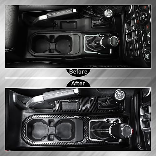 Vista 7 de JeCar Cubierta de panel para palanca de cambios de palanca de cambios de consola central para Jeep Wrangler JL JLU Gladiator JT 2018-2025+ Textura