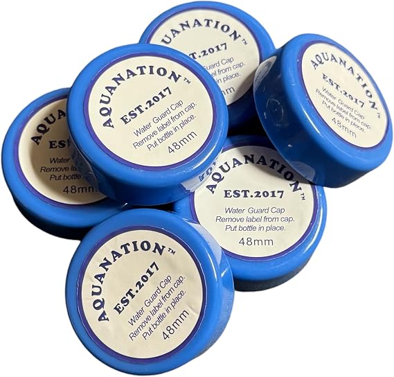 AquaNation 48mm Screw-on Anti-Splash Caps: Safe Guard for Water Bottle Dispenser Cooler - Perfect for Water Bottle Ice Maker Machine - BPA Free Leak-Free & Secure Fit (6 Pack)