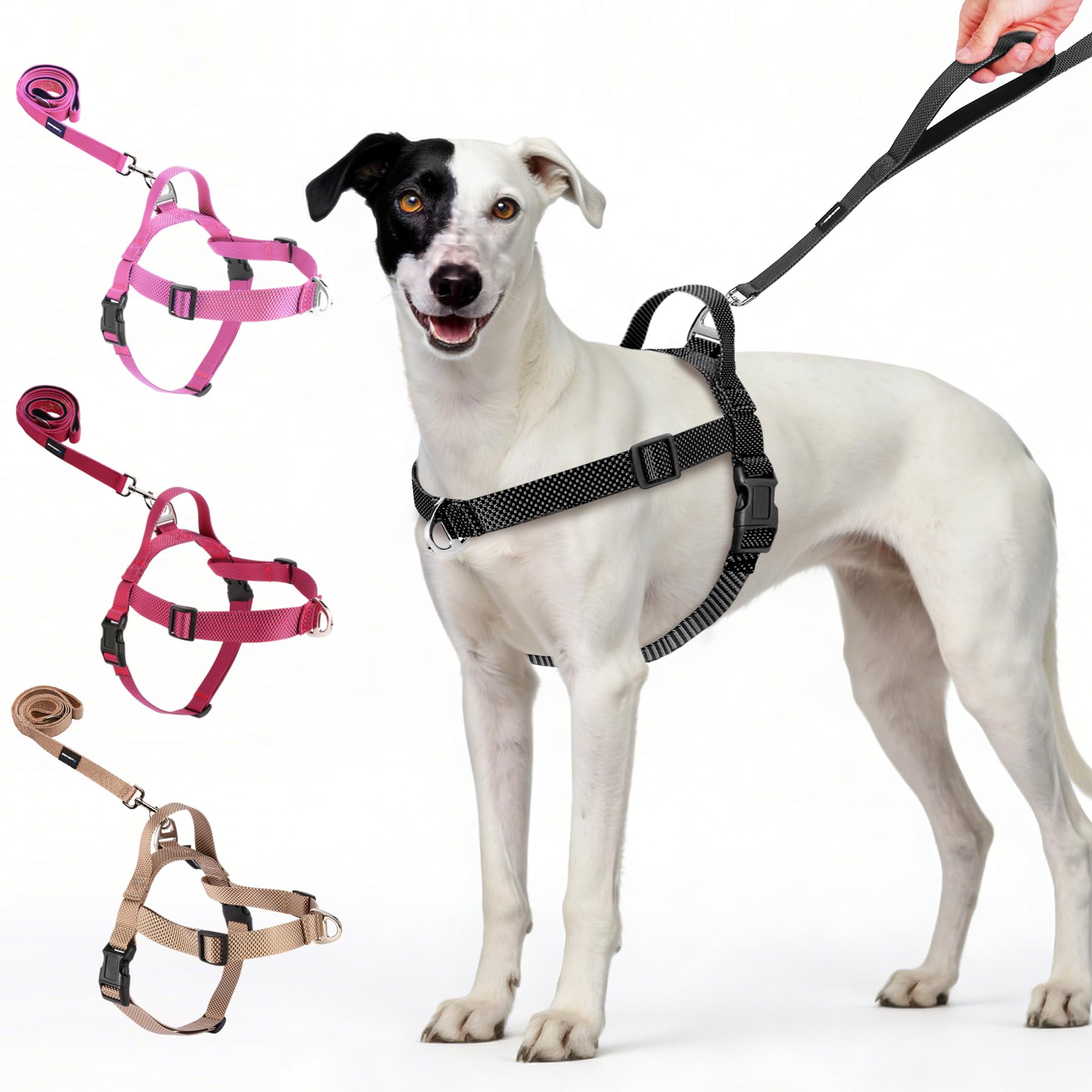 No Pull Dog Harness-Heavy Duty Dog Harness and Leash Set for Medium Large Dogs, Tactical Harness Easy for Walking and Training(Black,L)