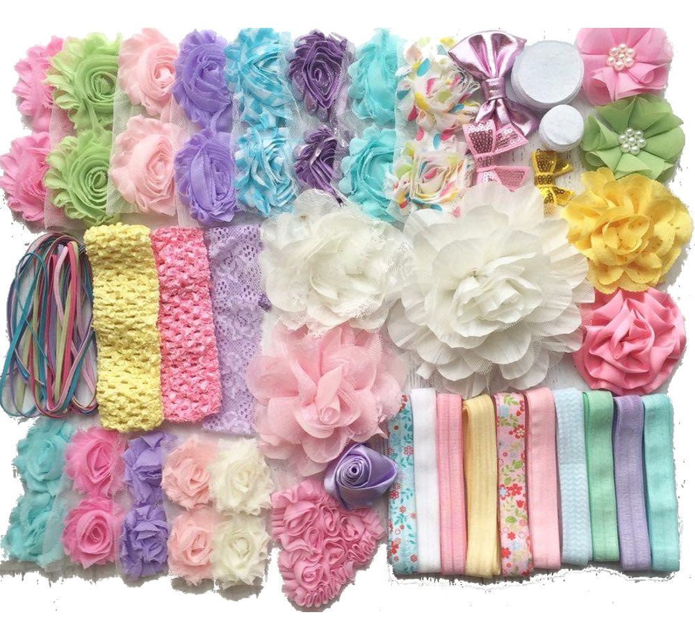 Bowtique EmileeBaby Shower Headband Kit Makes Over 30 Headbands, Baby Shower Headband Station, DIY Baby Headband Kit - Springtime Pastels