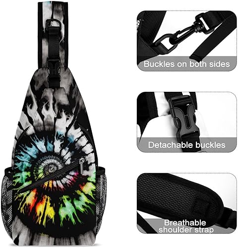 Miniatura 3 de Lurhonp Bandolera cruzada con teñido anudado, mochila bandolera para hombres y mujeres