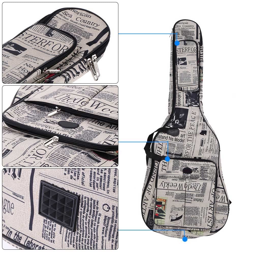 Borsa per chitarra in tessuto Oxford 600D resistente all'acqua, custodia per chitarra acustica con spallacci regolabili, imbottita per chitarre da 41” (40 pollici)