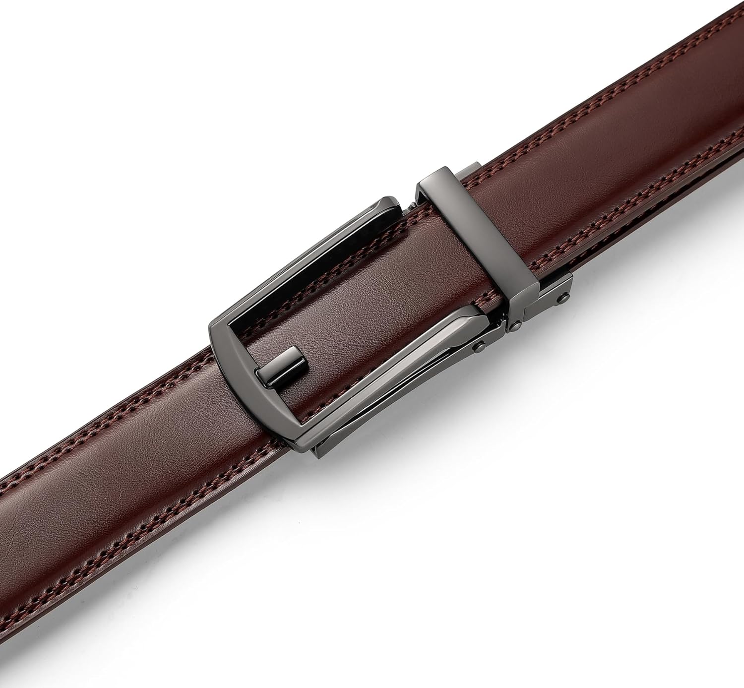 Founders & C Mens Ratchet Belt Leather Click 1 1/4" with Slide Buckle, Casual Dress Belt Adjustable - Image 6