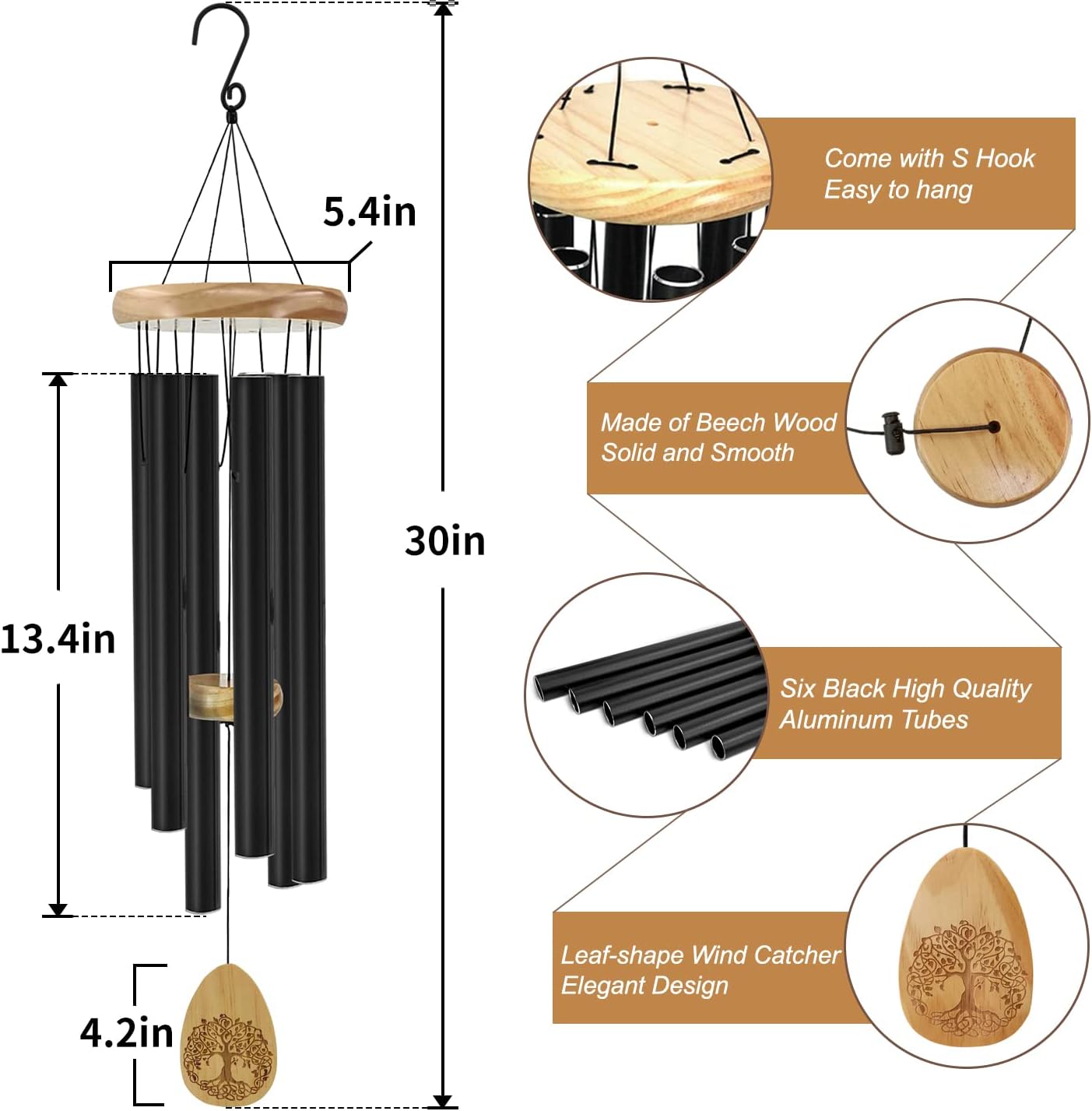 ASTARIN Windchimes Outdoors with Engraved Lifetree, Memorial Wind Chimes for Outside, 30 Inch Windchime Outdoor, Memorial Wind Chimes as Sympathy Gift, Outdoor Decorations for Your Garden, Patio. - Image 3