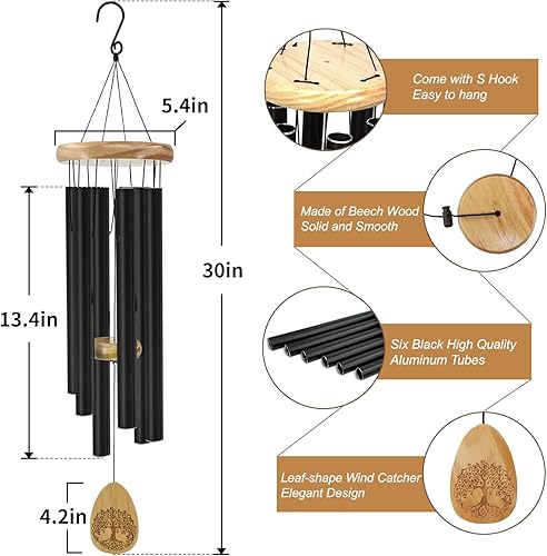 Miniatura 34 de Wind Chimes for Outside, 30 Inch Memorial Windchimes for Loss of Loved One Engrave Tree of Life, Sympathy Wind Chimes Gifts, Garden Home Yard