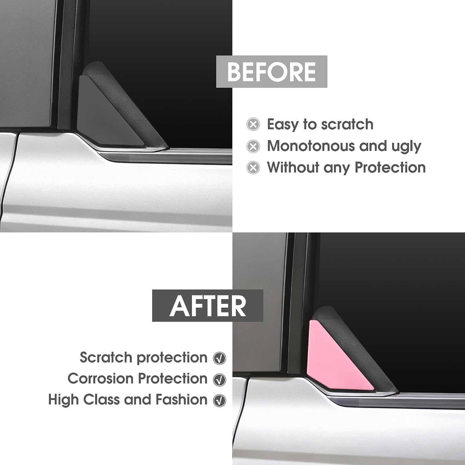 sukemichi Rear Window Decoration Cover Trim Exterior Accessories for 2021 2022 2023 2024 2025 2026 Ford Bronco Accessories 4 Door,2 Pack, Pink