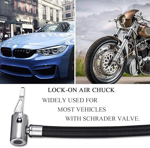 Miniatura 5 de Adaptador de manguera de inflador de neumáticos para giro y conversión para bloquear la conexión, con bloqueo de metal en portabrocas de aire y