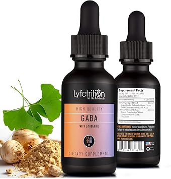 Lyfetrition GABA with L-Theanine, Ginkgo Biloba Salisburia biloba Extract, Organic Peruvian MACA Root Lepidium meyenii Extract, 118 ml, 4 FL Oz Liquid, 220 Servings, Made in USA, Quick Absorption