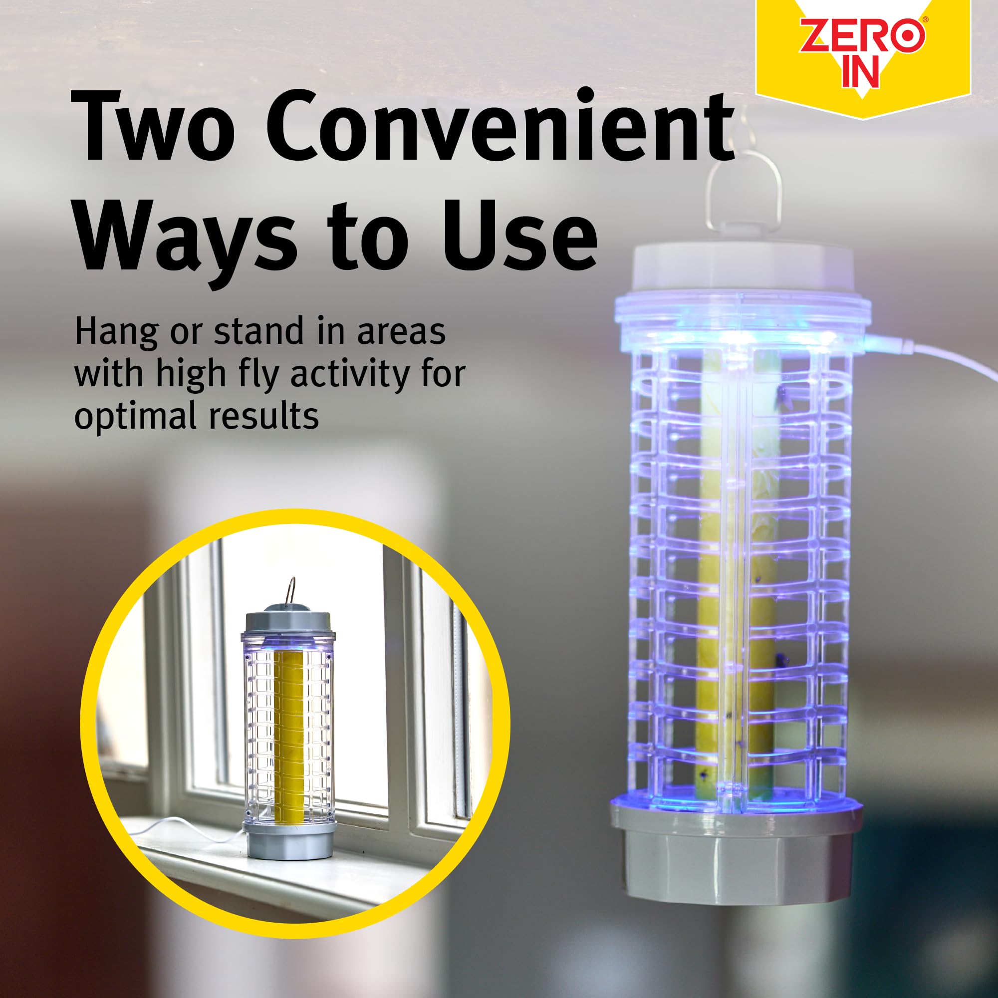 Zero In UV Light Kitchen Insect Killer Refills - 4 Pack - Kills Flies, Moths, and Midges Hygienic Disposal Poison-Free, Yellow - Image 4
