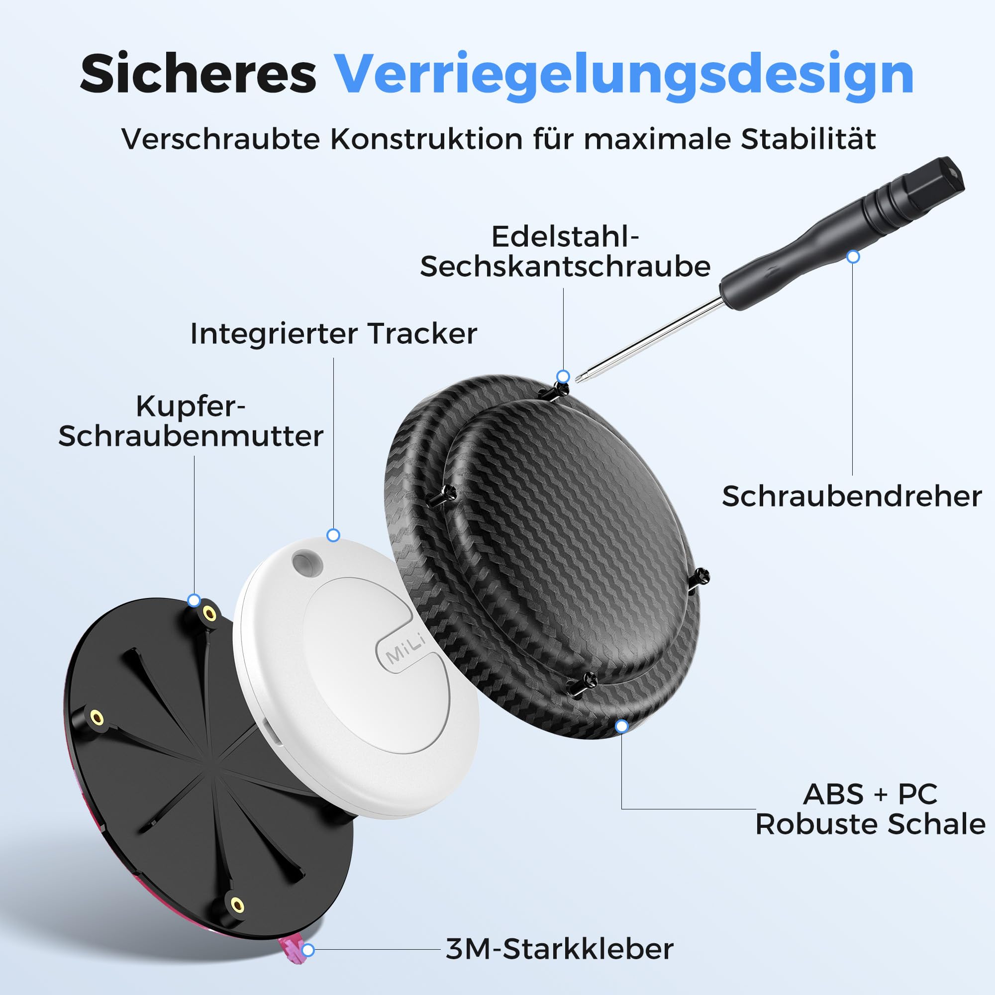 MiLi 3M Tag de Suivi adhésif, Dispositif de localisation Bluetooth à Coller, Compatible avec l’app Localiser d’Apple et Google Localiser App, Traceur pour Skis, vélo, Trottinette, Skateboard - 2