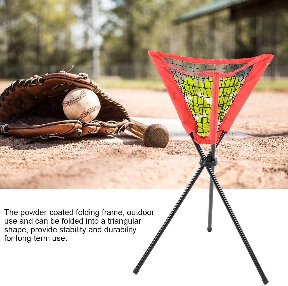 Triangular Net Bag Portable Baseball Softball Batting Practice Tripod Ball Rack Re