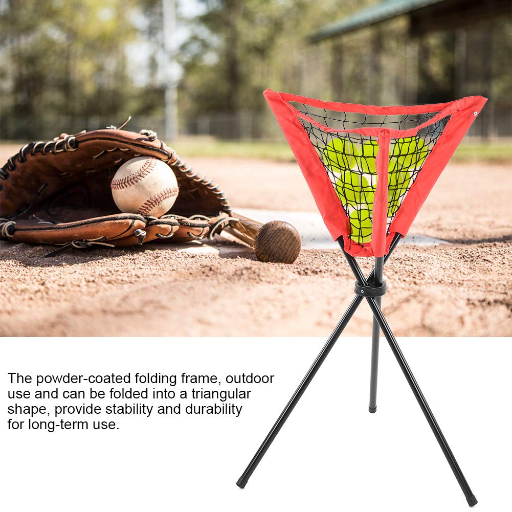 Socobeta Bolsa de Red Triangular Portátil para Práctica de Bateo de Béisbol y Softbol con Soporte para Trípode Rojo