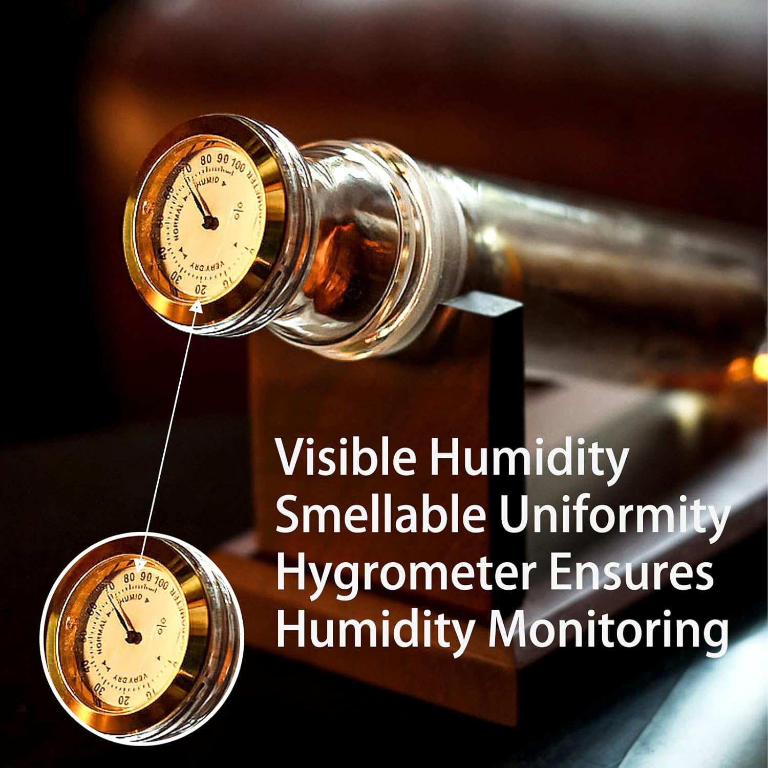 Cigar Aromatherapy Glass Tubes, Humidors Aromatherapy Conservation Glass Tubes with Base,Natural Black Walnut,for Travel Storage, Precise Humidity Control
