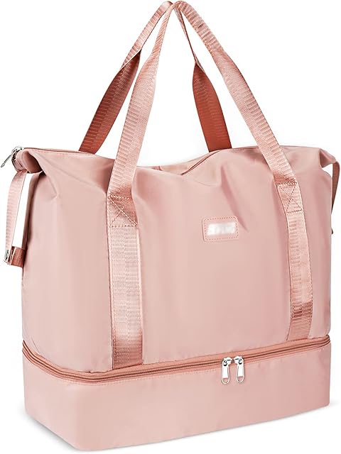 CS COSDDI Travel Duffel Bag, 36L Weekend Bag with Trolley Sleeve, Dry & Wet Seperated Sports Gym Bag Waterproof Shopping Bag Carry On Bag for Women Men Sports Gym Weekender Tote Bag Hospital Bag