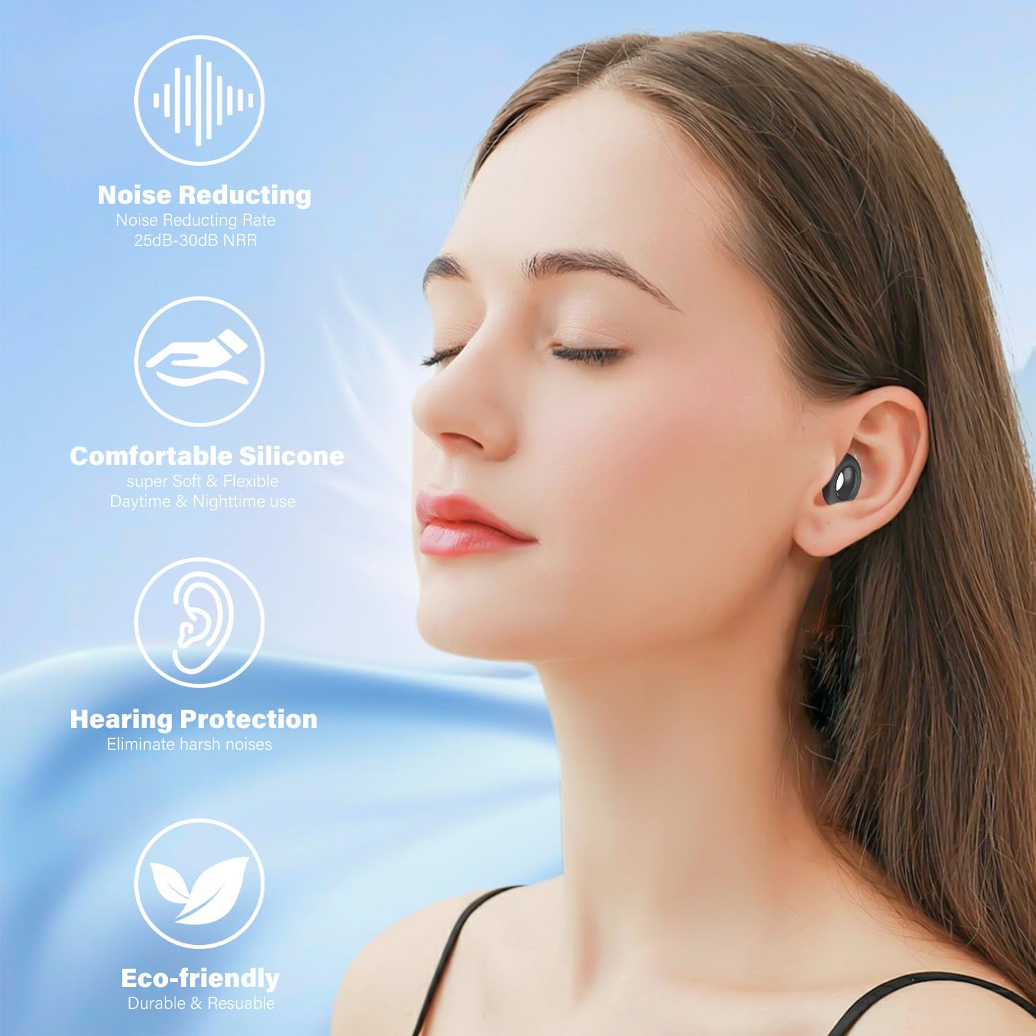 Bouchons d'oreilles anti-bruit réutilisables 29 dB, en mousse douce haute visibilité Bouchons d'oreilles anti-bruit réutilisables 29 dB, en mousse douce haute visibilité
