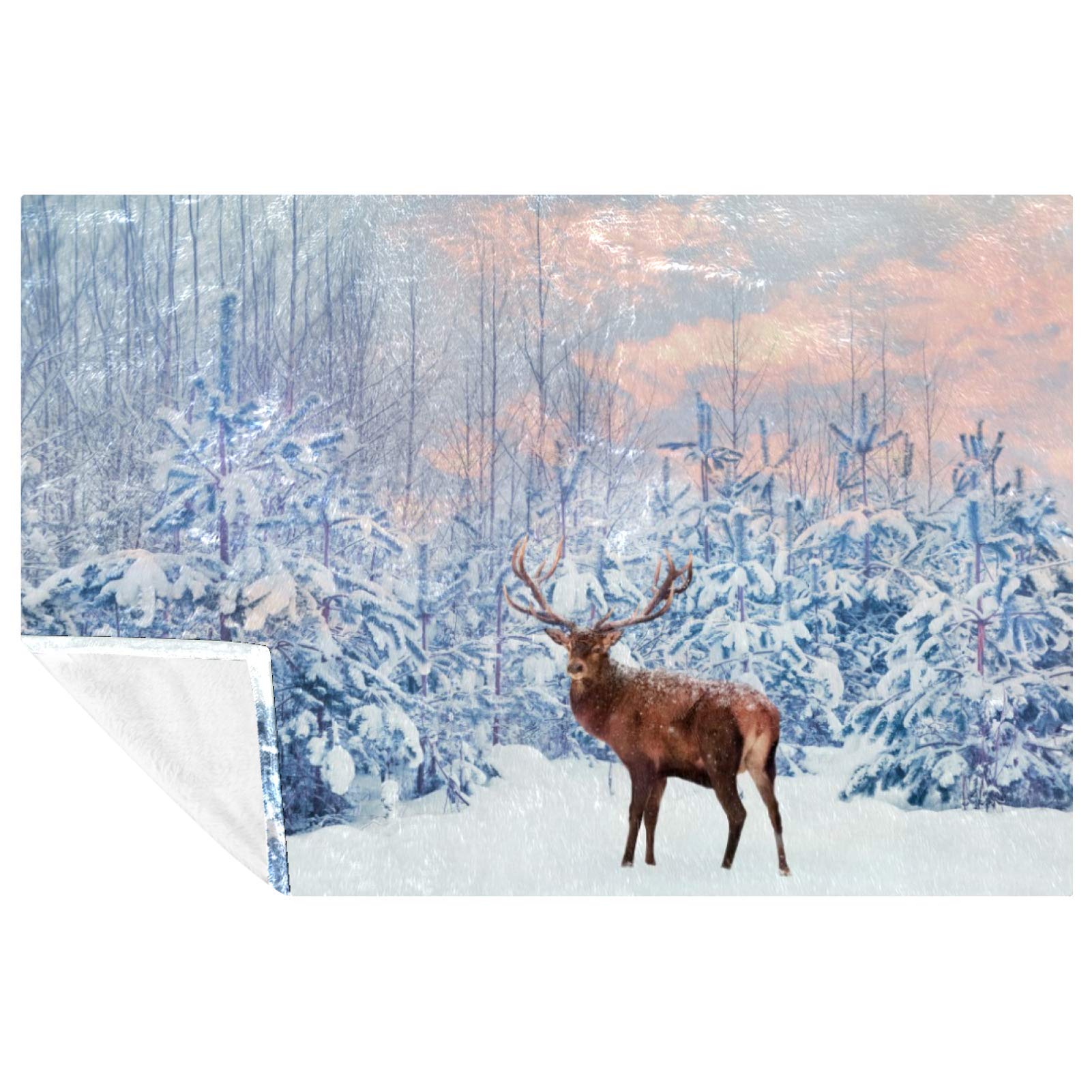 Couverture de Noël renne 150x100 cm pour lit et canapé