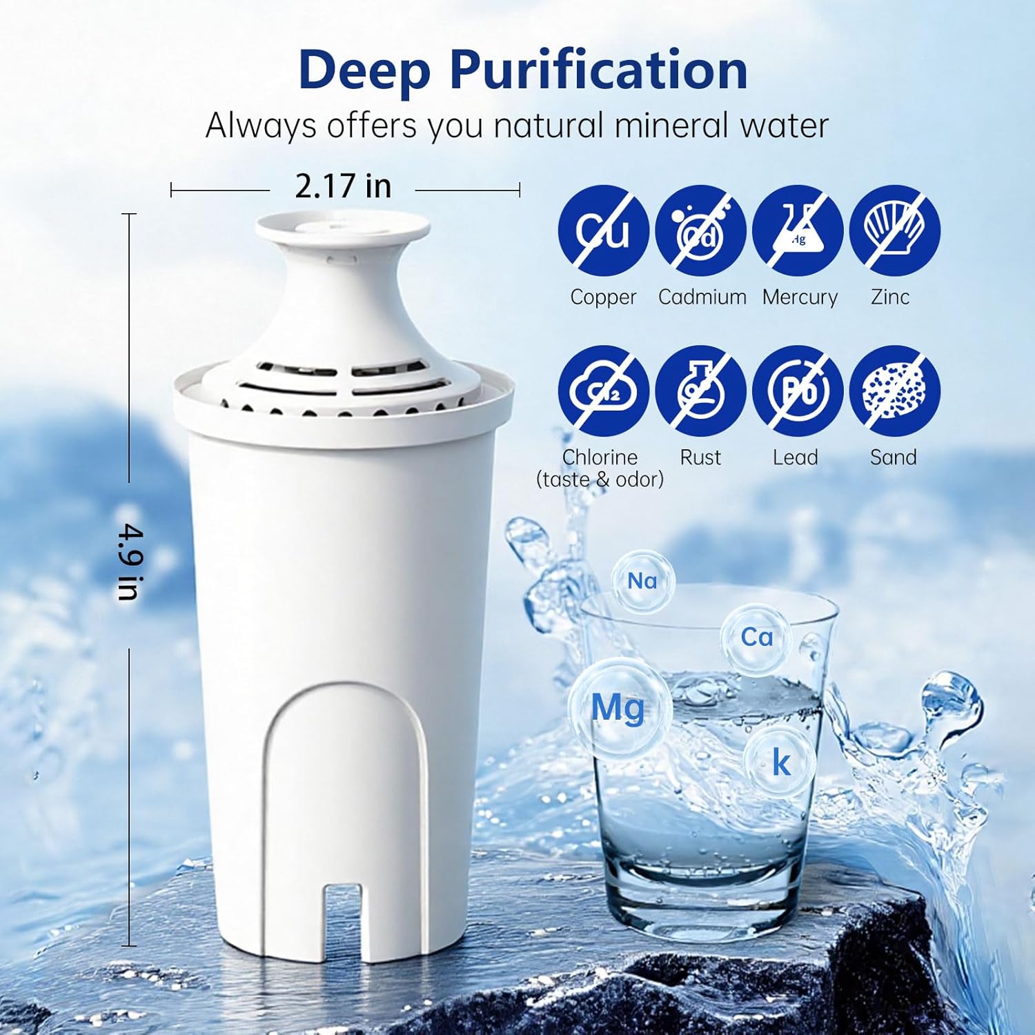 Replacement for Brita® Filter, Brita® Water Pitchers and Dispensers, Classic 35557, OB03, Mavea® 107007, Reduces Chlorine, 1 Year Supply (6 Pack) - Image 6