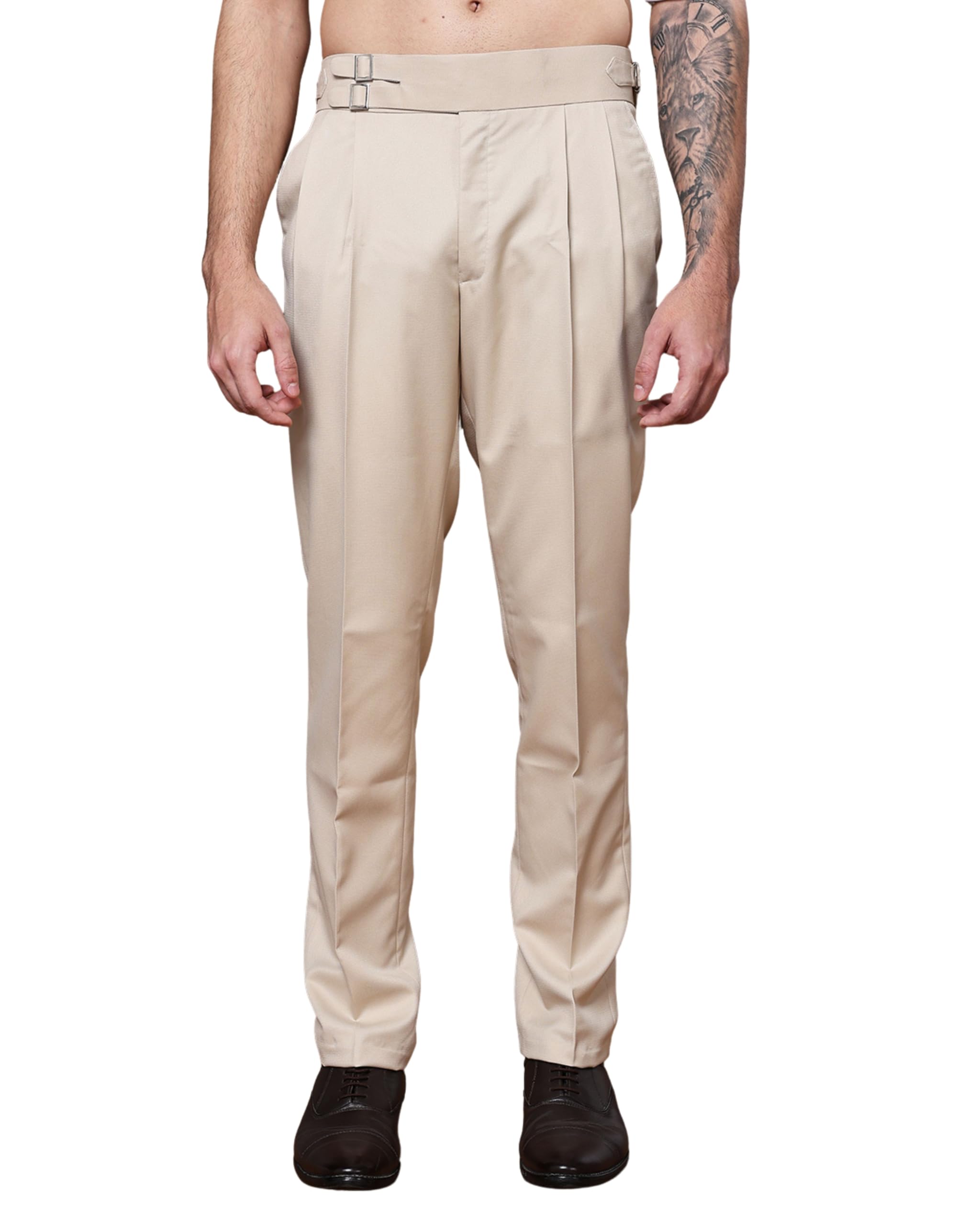 Gurkha Pants for Men | Trouser for Men | Formal Pant | Double Buckle | Regular Fit Trouser High Waist Pleated Casual Trousers | Straight Leg Pants for Office Smart Casual Travel Party-picture-40