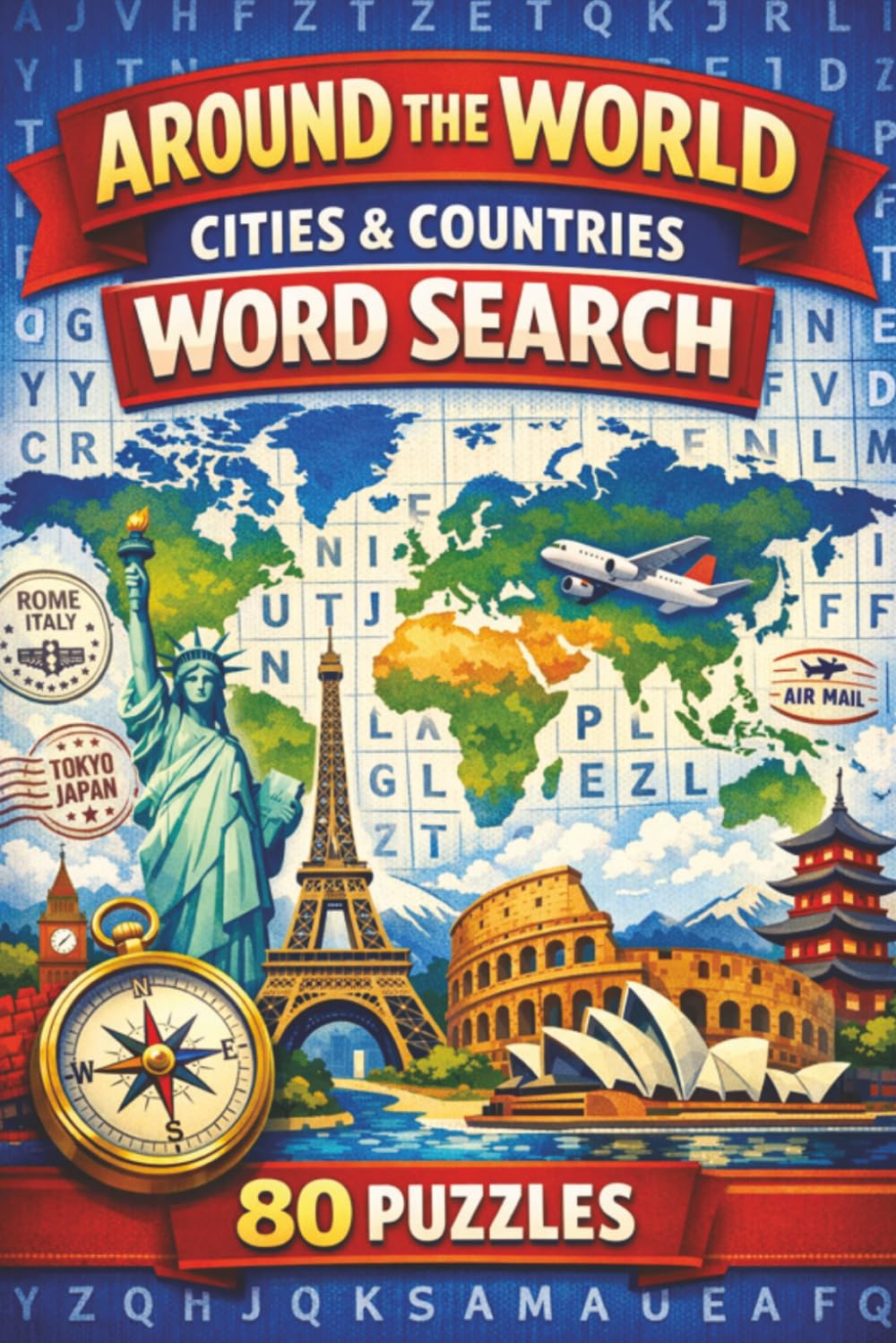 Around the World Cities & Countries Word Search: Crossword puzzles with easy-to-read print about the cities and countries around the world | 6X9 ... Gifts for vacations, holidays and relaxation
