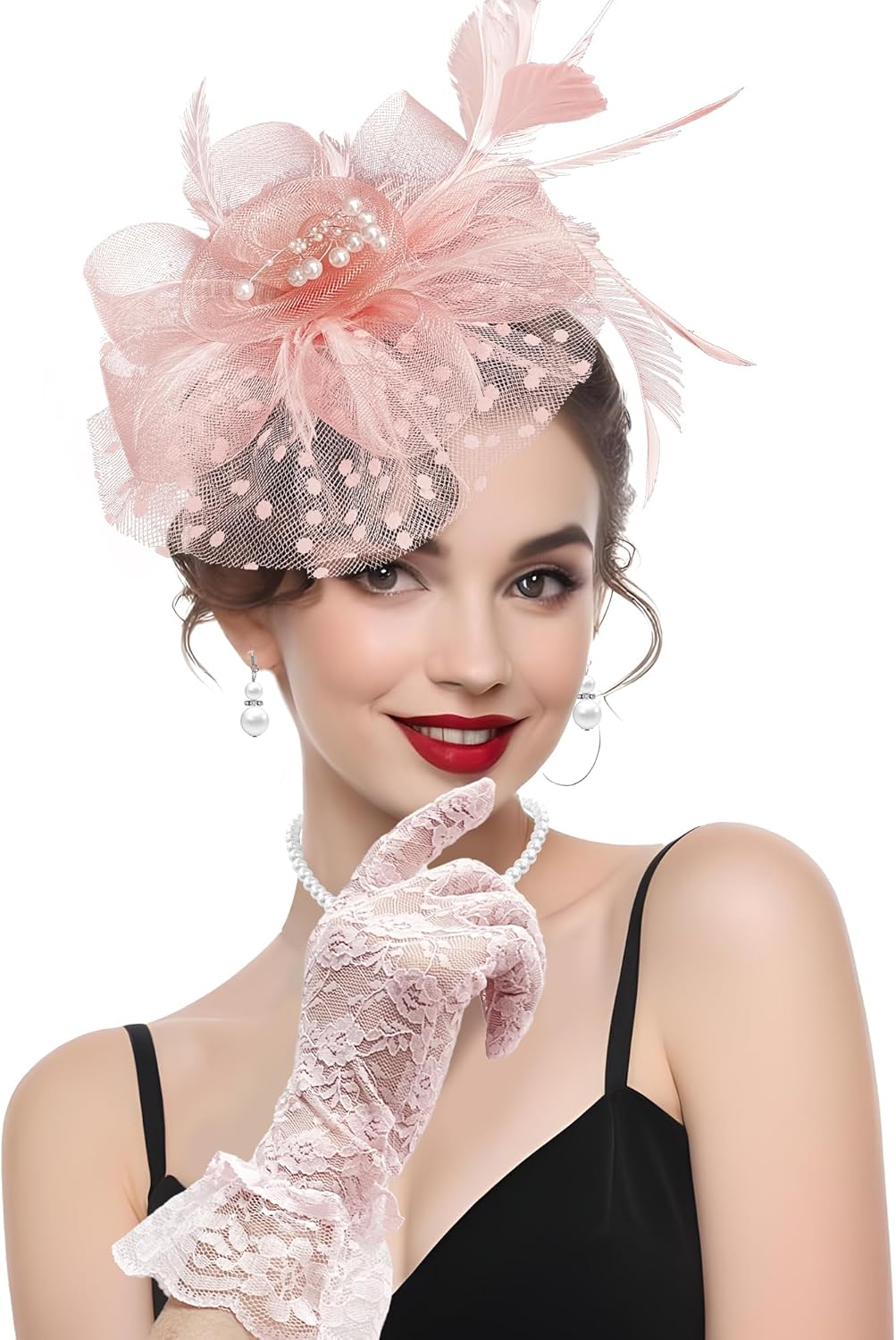 5Pcs Fascinators Hat for Women Tea Party Veil Mesh Headband Feather Hat for Women Veil Tea Party Hats - Image 2