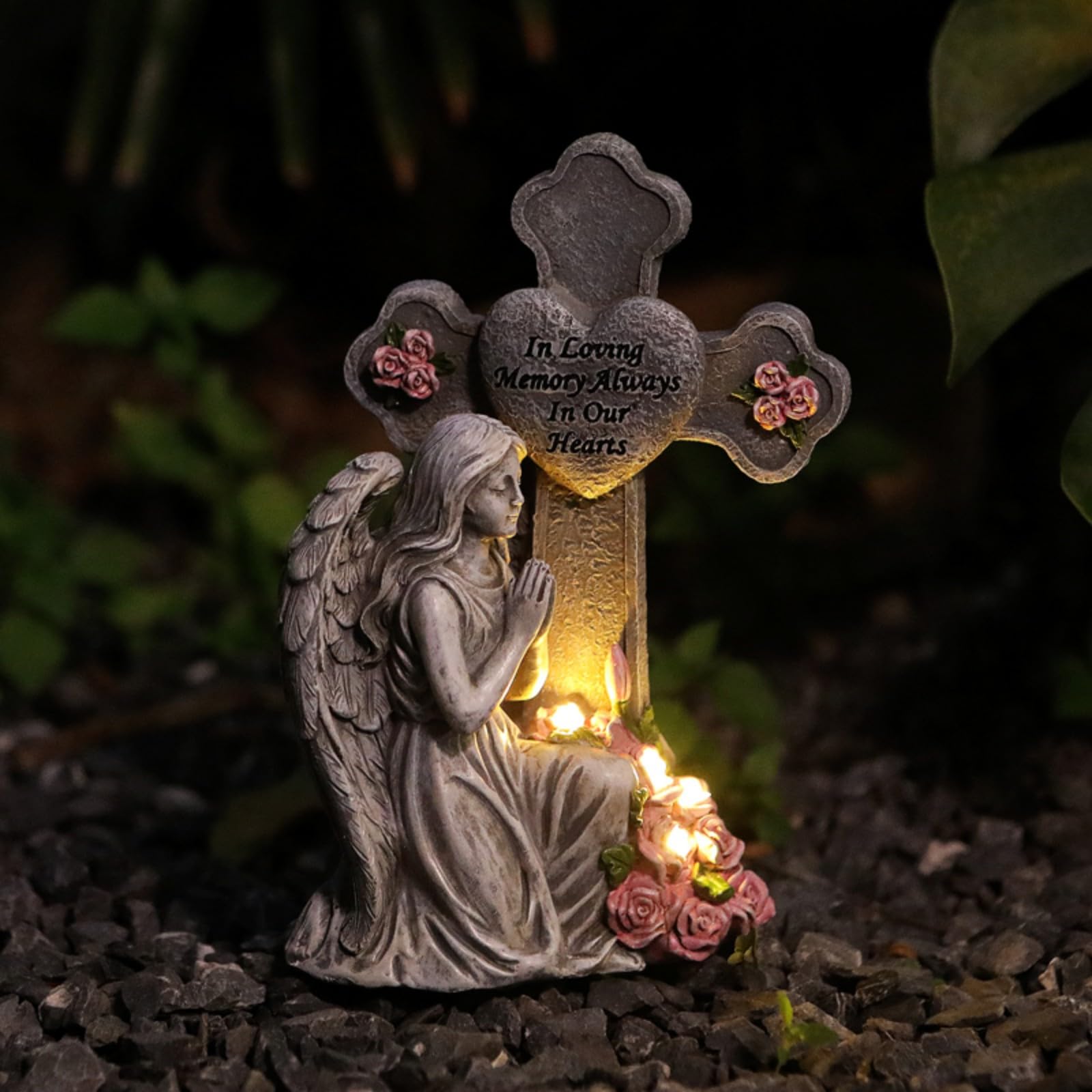 (1 Confezione) Statua in Preghiera Luce da Giardino, White
