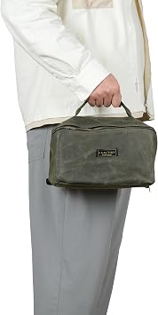 Canvas Tool Bag, Zippered Tool Pouch with Handle, 16 OZ Waxed Canvas Tool Storage Organizer | 2-Pack | 9.5L x 10.5W x 5.5H (Opened) - Army Green