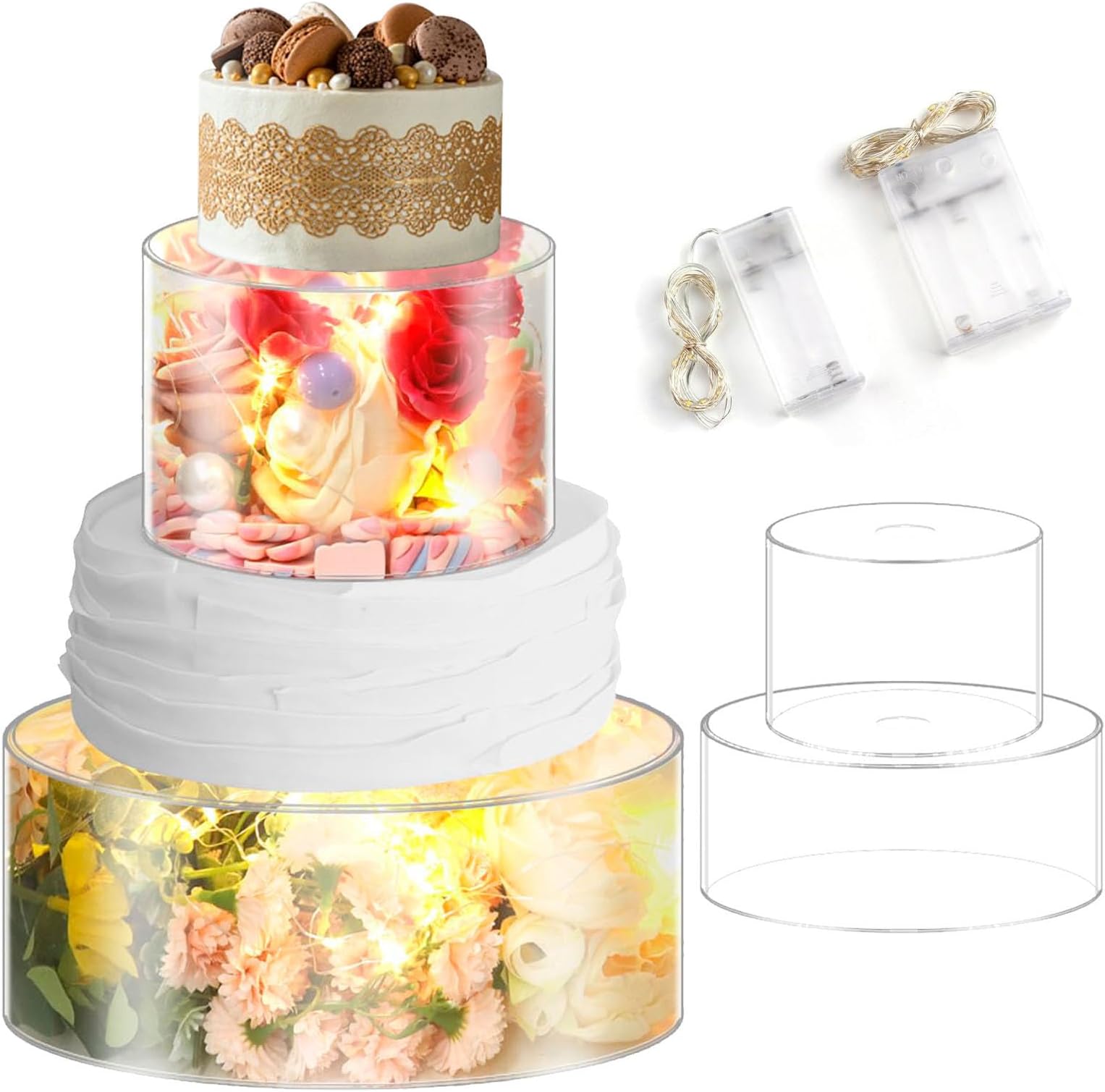 Amazon.com: Homimor 2PCS Clear Acrylic Cake Stand, Fillable Cake Box ...