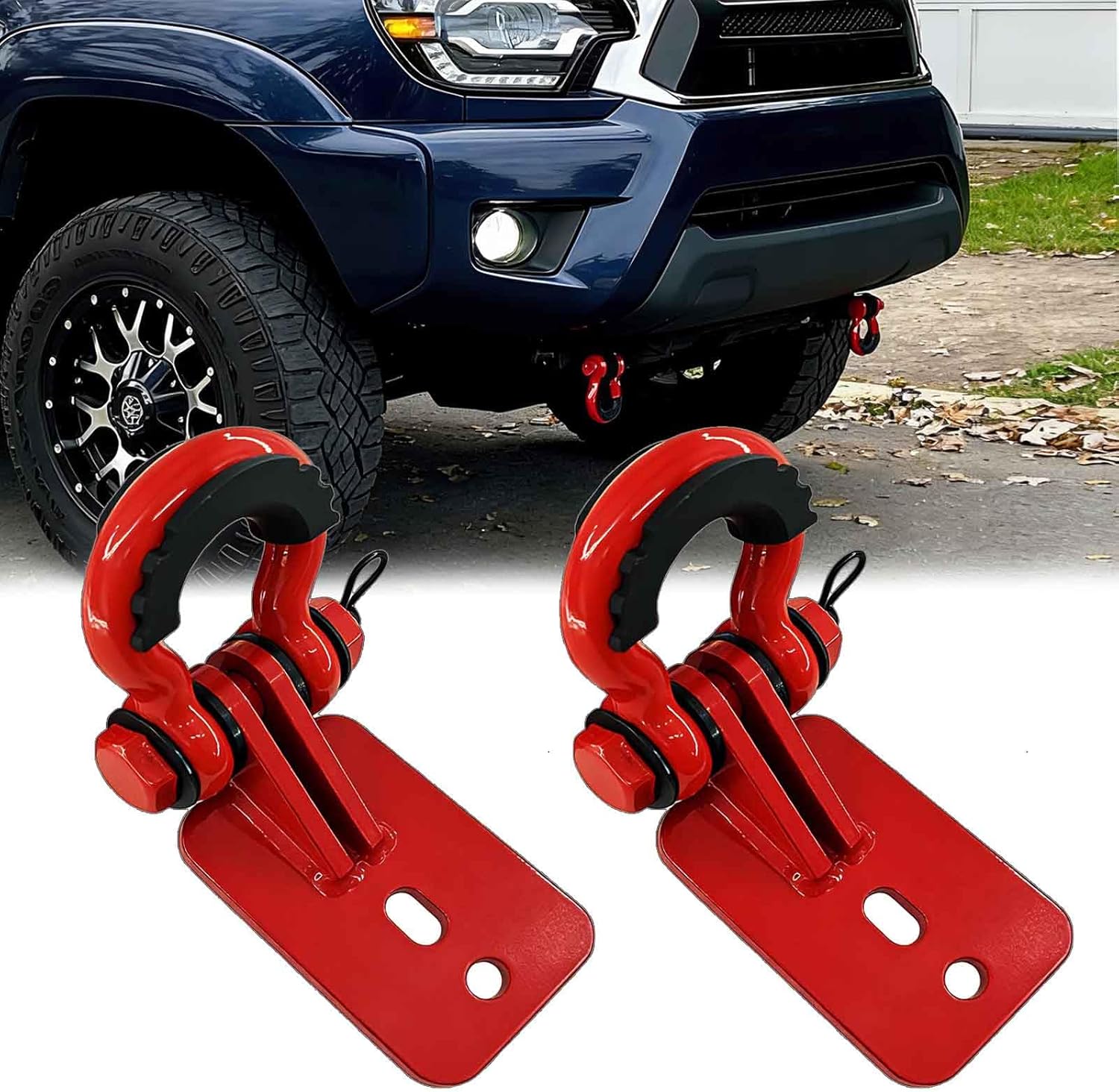Heavy-Duty Front Tow Hooks, Compatible with Tacoma 2024-2026, 4Runner 2025-2026, and Land Cruiser 250 2024-2025 (Without Front Spoiler), 2-Pack, Flame Red.