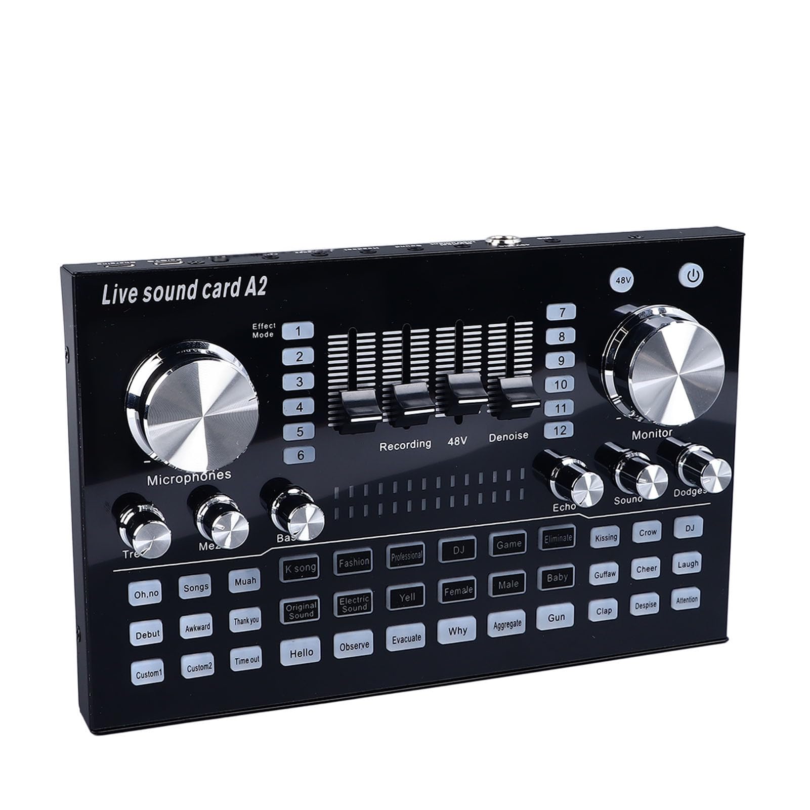 Mezclador de Audio de Tarjeta Sonido en Vivo, Equipo Podcast Interfaz Audio Bundle PC Teléfono Móvil Universal con Procesamiento Avanzado para la Transmisión Grabación 48V, Sonido Superior