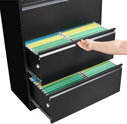 Vista 80 de SISESOL Archivador lateral de 2 cajones con cerradura y estante, gabinete de almacenamiento negro de 71 pulgadas con puertas, armarios