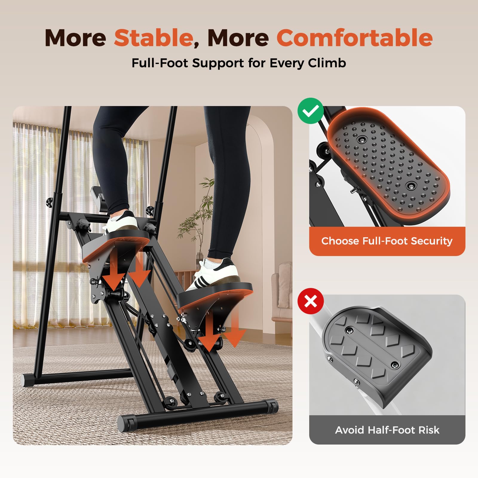 Sportneer Escalera plegable para gimnasio en casa, resistencia ajustable, escalador vertical con manillar,