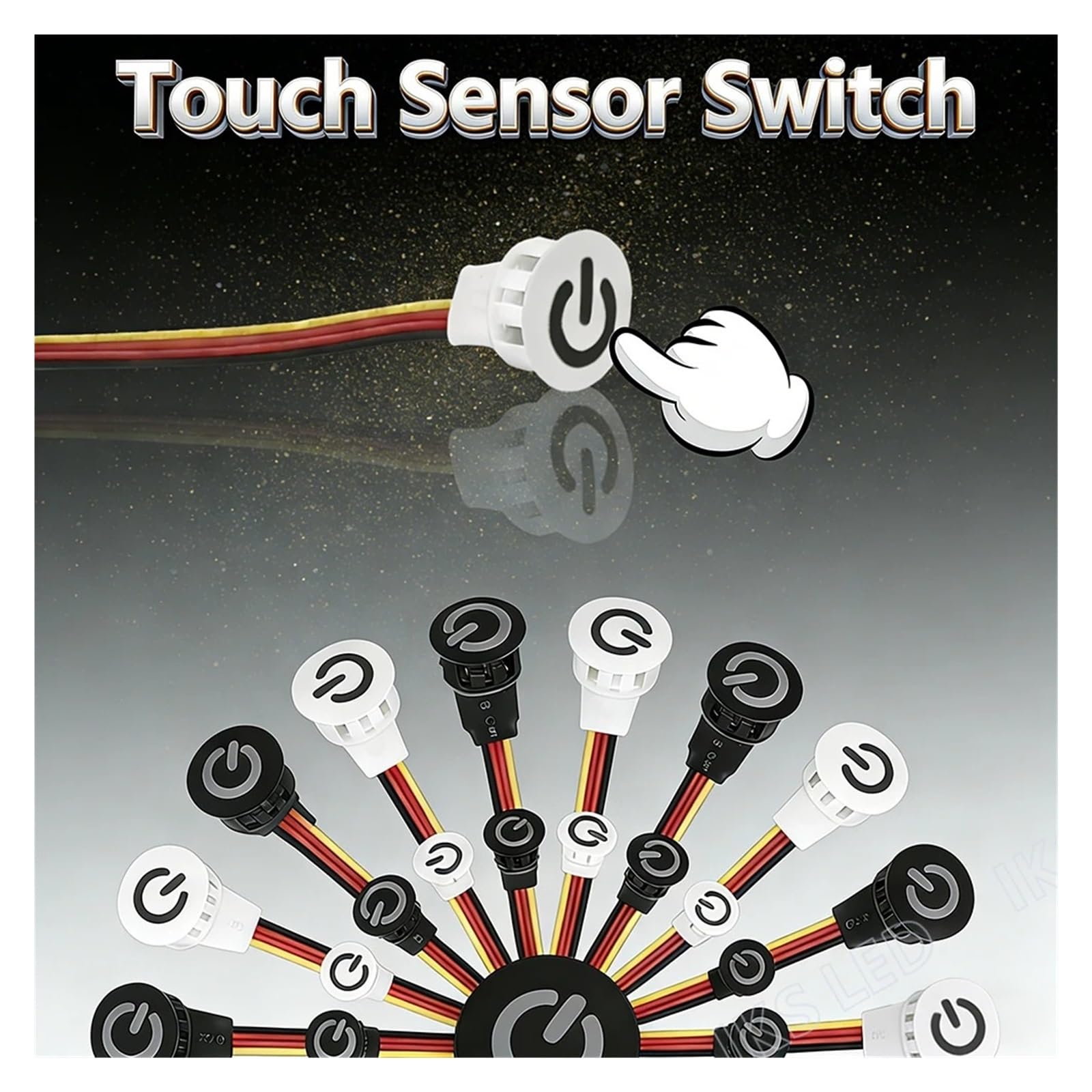 10mm 16mm przycisk czujnika dotykowego domu ściemniacz przełącznik kontrolera dla DC5V 12V 24V Smar Home taśma Led kontroler ściemniacza LED(10T Black,L,5pcs)