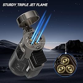 Cigar Lighter Triple Jet Flame Butane Torch Lighters Windproof Butane Refillable Gas Torch Lighters with a Gift Box, 2 Pack (Without Gas)